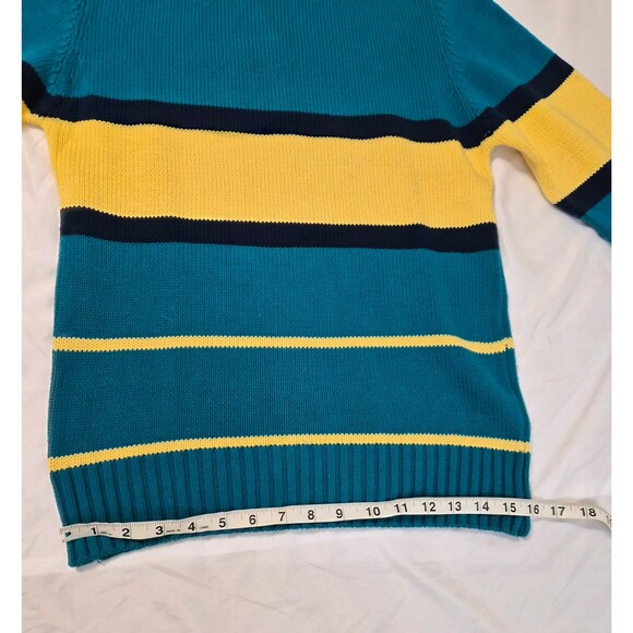 Vtg 90s John Ashford Cable Knit Striped Sweater Unisex L Colorblock Fisherman - Picture 9 of 15